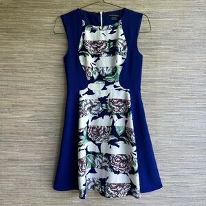 French Connection Blue White Floral A-Line Sleeveless Dress